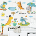 Наклейки вінілові “Динозаври на відпочинку“ в дитячу кімнату на стіну 2 полотна розміром 30х90 см