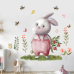 Наклейка декоративна вінілова в дитячу кімнату на стіну «Зайчик з букетом» для дівчаток і хлопчиків 30х60 см