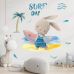 Наклейка декоративна вінілова в дитячу кімнату «Зайчик серфінгіст» для дівчаток і хлопчиків 30х60 см