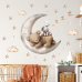 Наклейка декоративна вінілова в дитячу кімнату «Ведмедик із зайчиком на Місяці» для дівчаток і хлопчиків 30х60 см