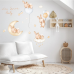 Наклейка декоративна вінілова в дитячу кімнату «Зайчики на Місяці» для дівчаток і хлопчиків 30х40 см