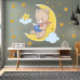 Наклейка вінілова декоративна в дитячу кімнату «Ведмедик на місяці» для дівчаток і хлопчиків 40х60 см