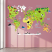 Наклейка вінілова декоративна в дитячу кімнату «Карта Світу» для дівчаток і хлопчиків 60х90 см
