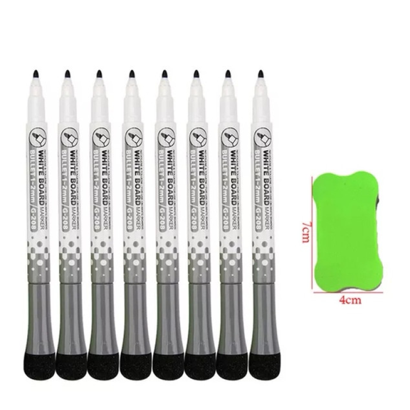 Маркер ЧОРНИЙ  Gxin 8 шт для магнітно-маркерної дошки + ГУБКА
