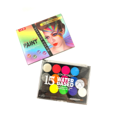 Фарби для бодіарту гіпоалергенні на водній основі для обличчя та тіла, аквагрим 15 кольорів