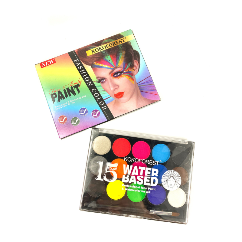Фарби для бодіарту гіпоалергенні на водній основі для обличчя та тіла, аквагрим 15 кольорів