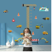 Набір наліпок “Будівельний майданчик“ вінілових з мірною шкалою зросту в дитячу кімнату 2 полотна по 30х90 см