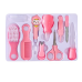 Набір для новонароджених, манікюрний 10 предметів: гребінець, ножиці, кусачки, пилочка, піпетка для дітей, рожевий
