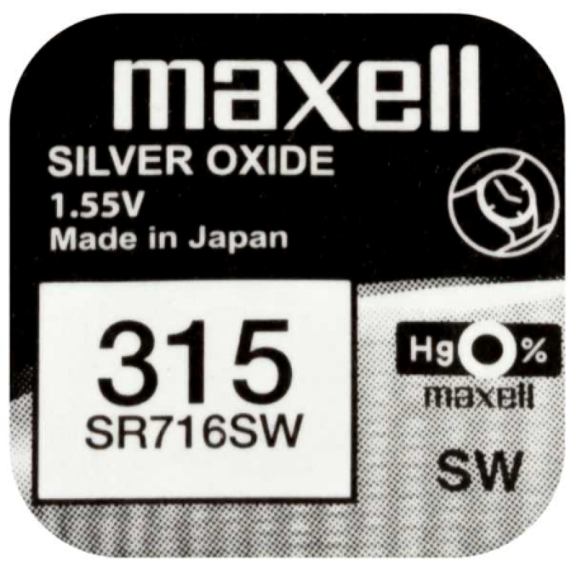 Батарейка Maxell 315 Silver Oxide (SR716SW), 1.55V, 1шт