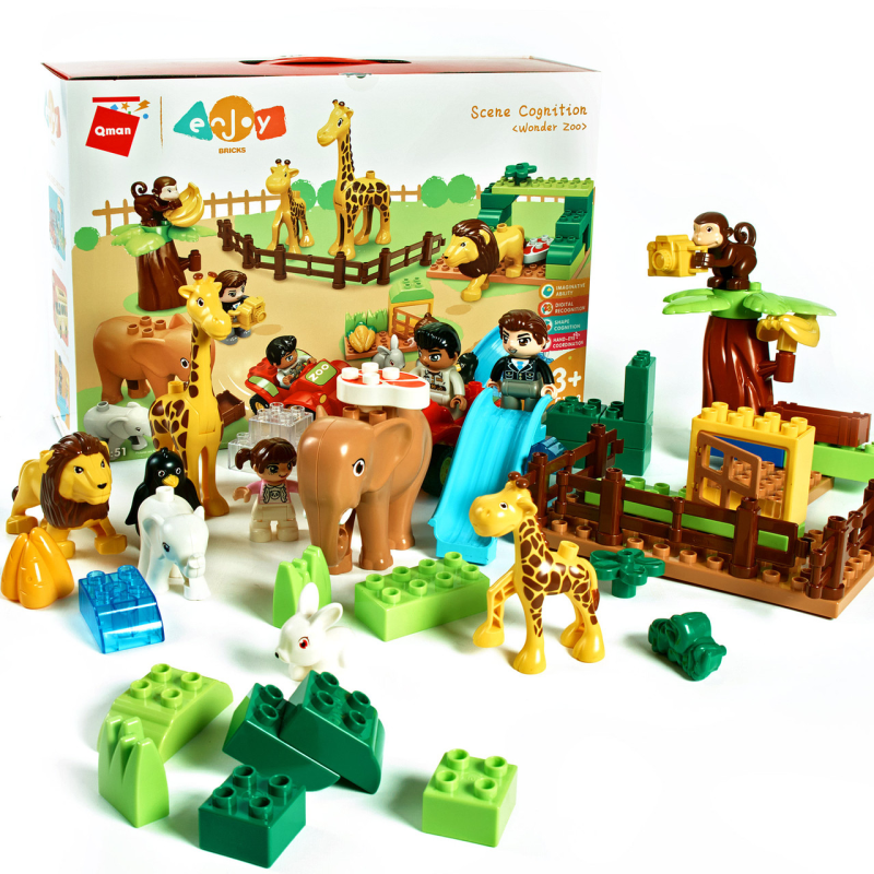 Конструктор блоковий Зоопарк 51 деталь Qman.Зоопарк, тварини