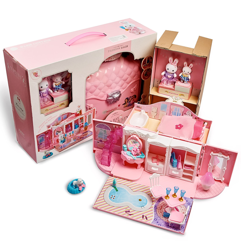 Спальня зайчиків у валізці. Спальня для флоксових іграшок Милі кролики.