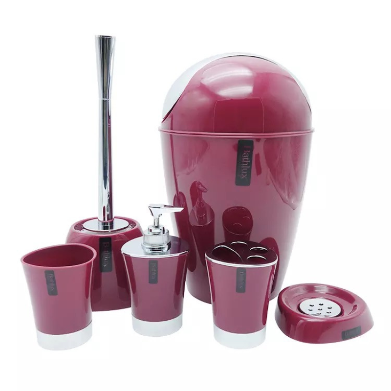 Набір аксесуарів для ванної Bathlux люкс якості , 6 предметів Бордовий