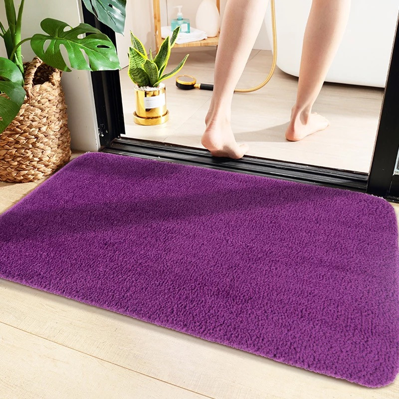 Килимок для ванни та душу Bathlux м“який тканинний прогумований, нековзкий Фіолетовий