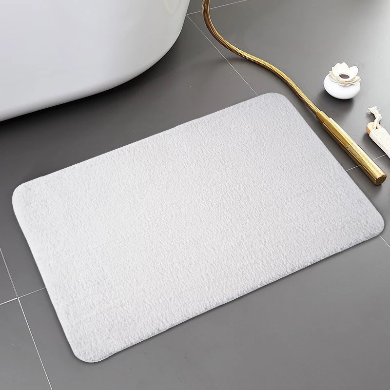 Килимок для ванни та душу Bathlux м“який тканинний прогумований, нековзкий Білий