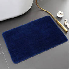 Килимок для ванни та душу Bathlux м“який тканинний прогумований, нековзкий Синій