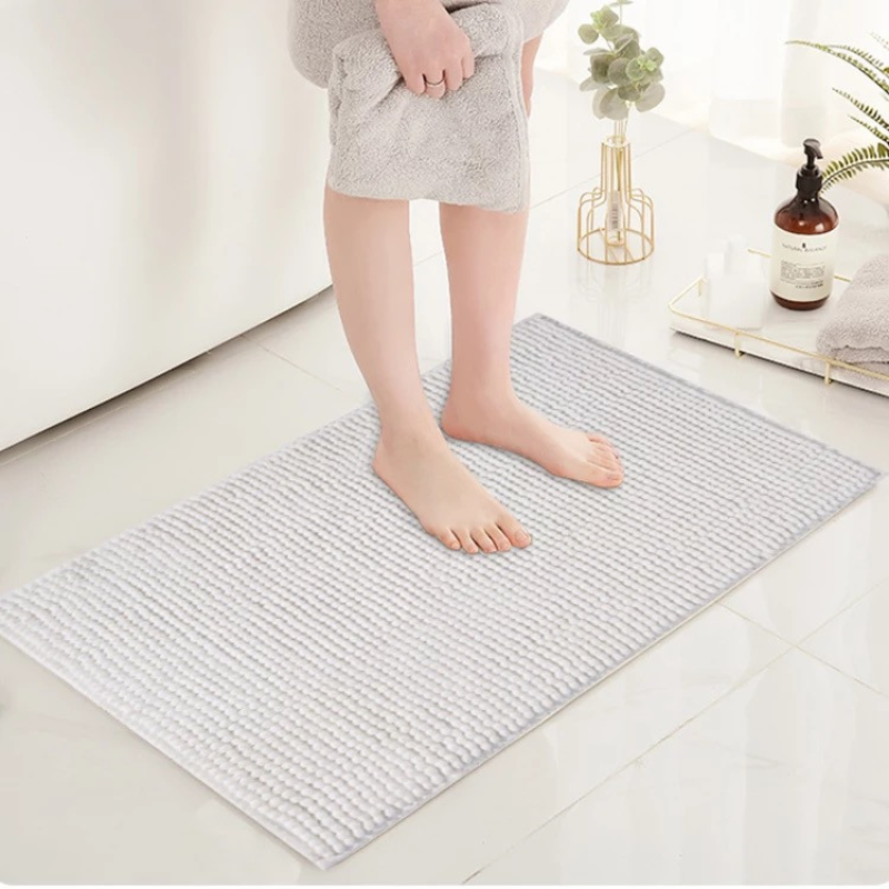Килимок для ванни та душу з м“яким довгим ворсом Bathlux80*50, нековзкий Білий