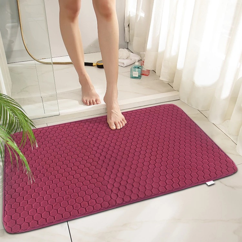 Килимок для ванної кімнати та душу Bathlux люкс якості м“який щільний ворс, нековзаючий, вологовбираючий Бордовий