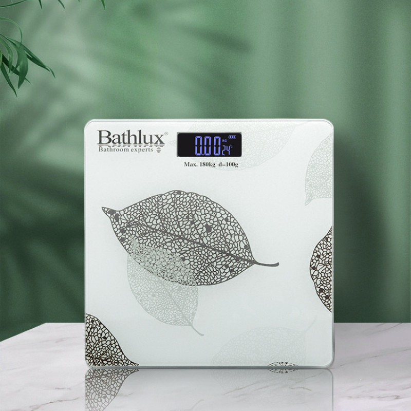 Ваги підлогові Bathlux зі скла побутові, супероточені, до 180 кг, дизайн Leaves