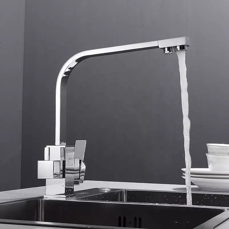 Змішувач для кухні WanFan, для гарячої і холодної води, 2 види подачі води, отвори для фільтрованої води,