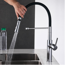 Змішувач для кухні WanFan з висувним зливом, для гарячої і холодної води, обертається на 360 градусів, 2 вид
