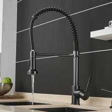 Змішувач кухонний з висувним зливом, два режими води WanFan, що обертається на 360 градусів, Чорний