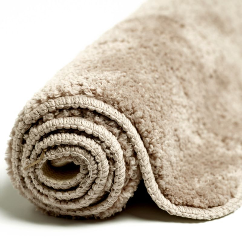 Килимок для ванни та душу Bathlux м“який тканинний прогумований, нековзний Бежевий