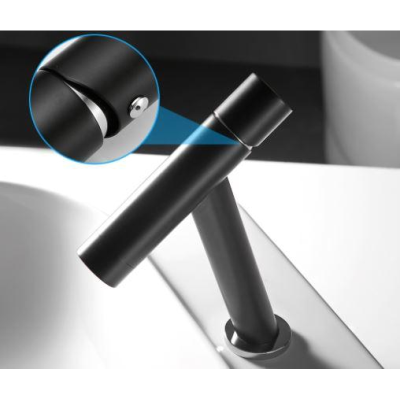 Дизайнерський змішувач для раковини, одноважільний кран горизонтальний монтаж WanFan для ванни Чорний-хром