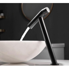 Змішувач для умивальника високий вилив одноважільний кран горизонтальний монтаж WanFan для ванни Чорний