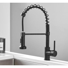 Змішувач кухонний висувний злив кран два режими води обертається на 360 градусів WanFan Чорний