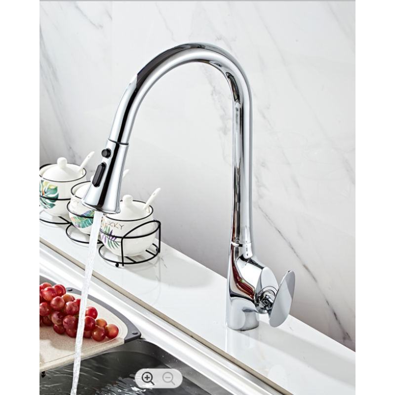 Змішувач кухонний висувний злив кран два режими води обертається на 360 градусів WanFan Хромований