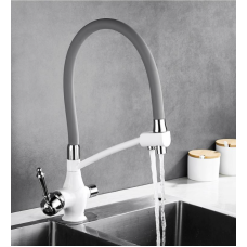 Змішувач для раковини висувний злив кран два режими води обертається на 360 градусів WanFan Білий-хром