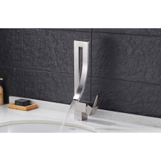 Змішувач дизайнерський для раковини, одноважільний кран горизонтальний монтаж WanFan для ванни Хромований