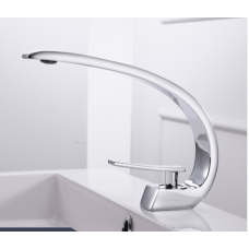 Змішувач для раковини, одноважільний вигнутий кран горизонтальний монтаж WanFan Хромований