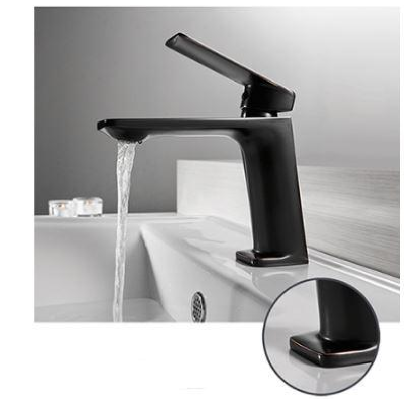 Змішувач для умивальника одноважільний, кран для раковини латунь WanFan для ванної кімнати Чорний