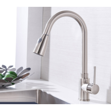 Змішувач для раковини висувний злив кран два режими води обертається на 360 градусів WanFan Нікель