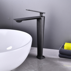 Змішувач дизайнерський для умивальника, кран одноважільний WanFan, горизонтальний монтаж, Чорний матовий