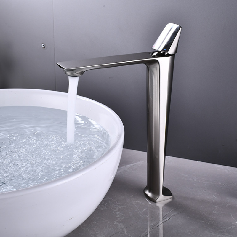 Змішувач для раковини, одноважільний кран горизонтальний монтаж WanFan для раковини Нікель