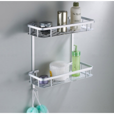 Полиця до ванної нержавійка двоярусна WanFan 38 х 32 х 15 см Срібляста