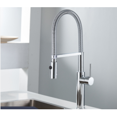 Змішувач латунний для раковини висувний злив кран два режими води обертовий WanFan Хромований