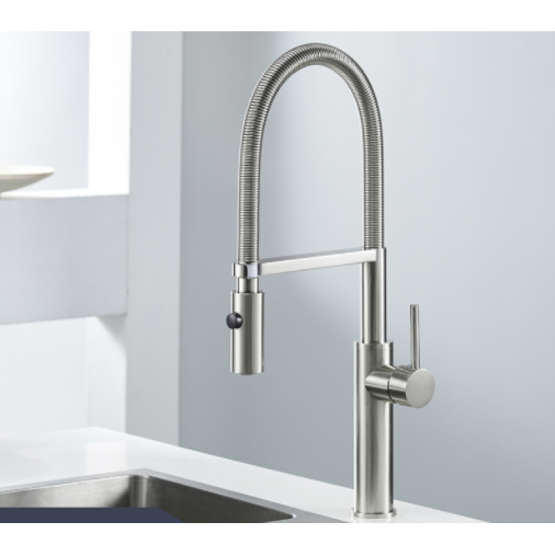 Змішувач латунний для раковини висувний злив кран два режими води обертовий WanFan Нікель