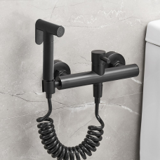 Гігієнічний душ для унітазу латунний WanFan змішувач для біде настінний зі шлангом Чорний