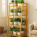 Полиця етажерка для квітів і рослин на 4 яруси, підлоговий універсальний стелаж для будинку дерево