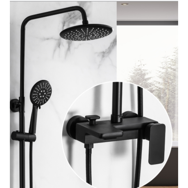 Душовий гарнітур прихованого монтажу 3в1 WanFan душова система тропічний душ кран Чорний