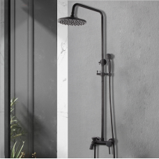 Душовий гарнітур із змішувачем для ванни WanFan з круглим стаціонарним душем та лійкою для ручного душу Чорний