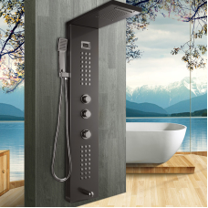Душовий гарнітур настінний WanFan душова панель з тропічним душем Чорний