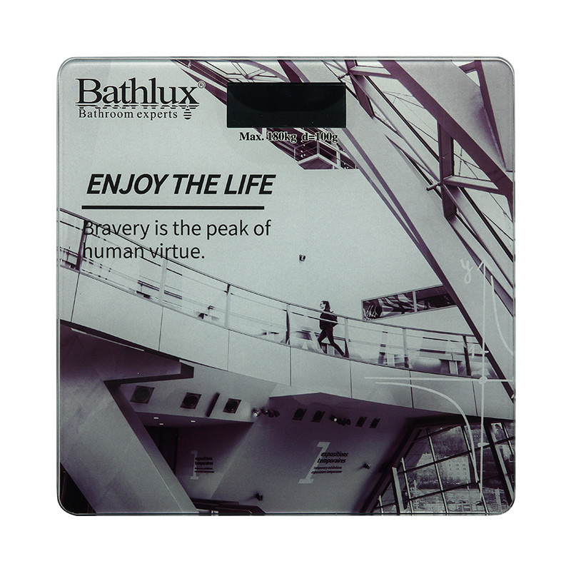 Підлогові скляні ваги для дому Bathlux суперточні, до 180 кг, дизайн Gray building