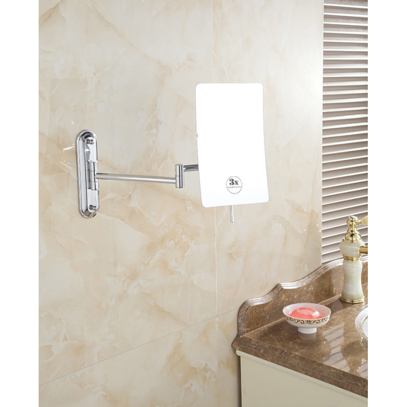 Дзеркало косметичне Miror знімне з збільшенням х3, висувне настінне Металік