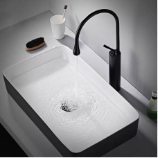 Сучасний чорний змішувач для раковини для гарячої та холодної води WanFan, Латунь