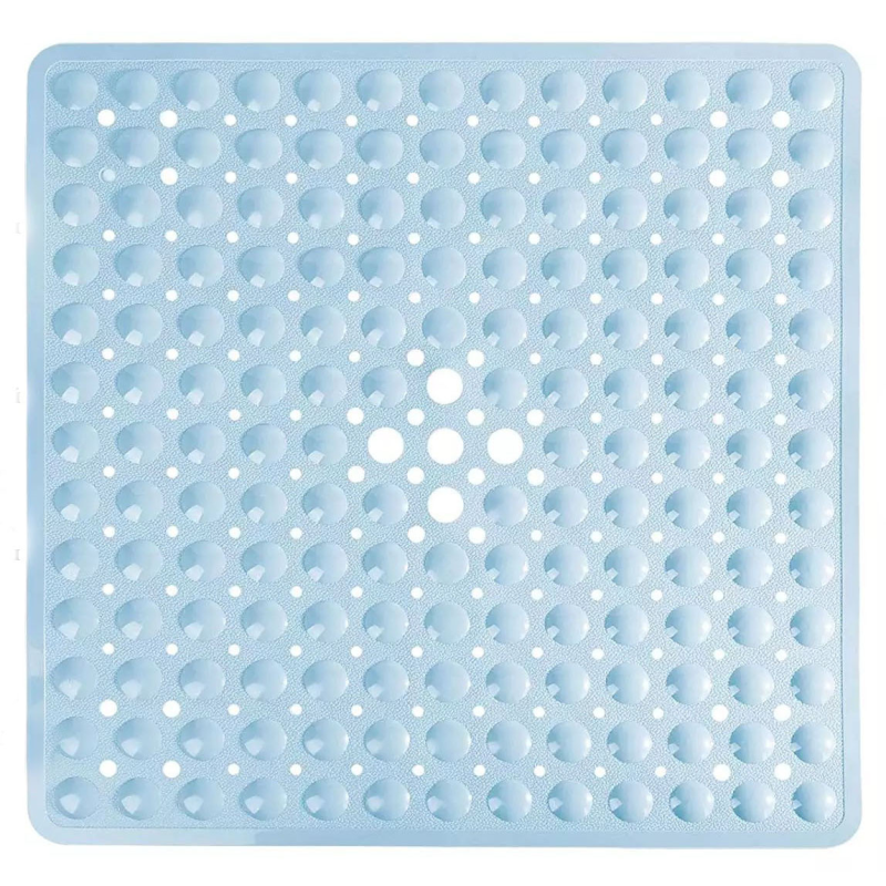 Силіконовий килимок протиковзкий Bathlux на присосках для ванни та душу, квадратний 50х50 см Блакитний