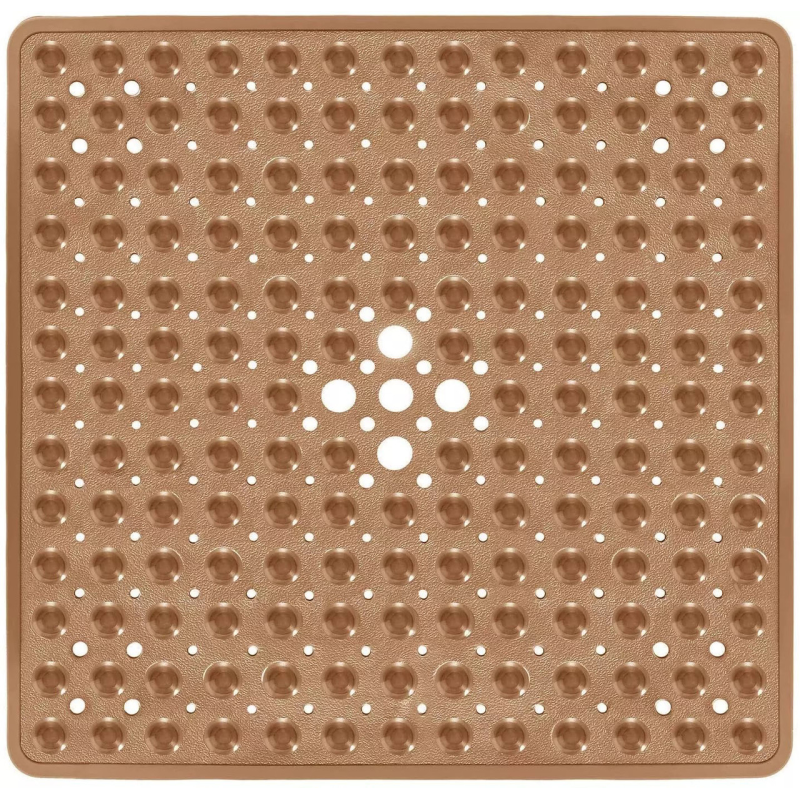 Силіконовий килимок протиковзкий Bathlux на присосках для ванни та душу, квадратний 52*53 см Коричневий